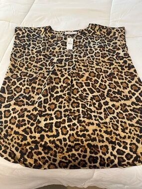 LOFT Leopard Print Sleeveless Blouse in Tan, Brown, Black